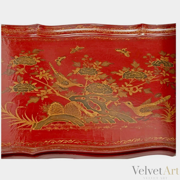 Mesa Roja de Bambú  | Chinoiserie | Francia, 1960