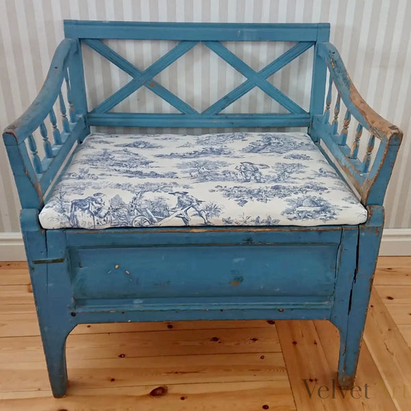 Sofá Gustaviano Azul Sueco Original de Ersnäs, Suecia