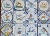 12 Azulejos Holandeses Policromados de Delft – Siglo XVII, 13 x 13 cm