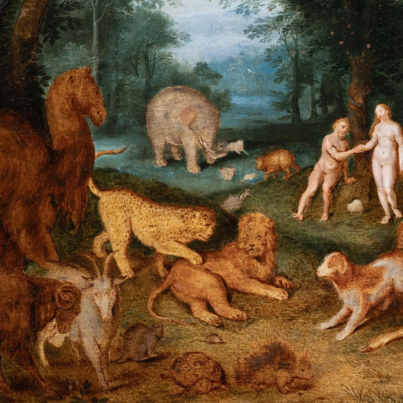 Estudio de Jan Brueghel el Joven (1615-1635) Adan y Eva en el Paraiso