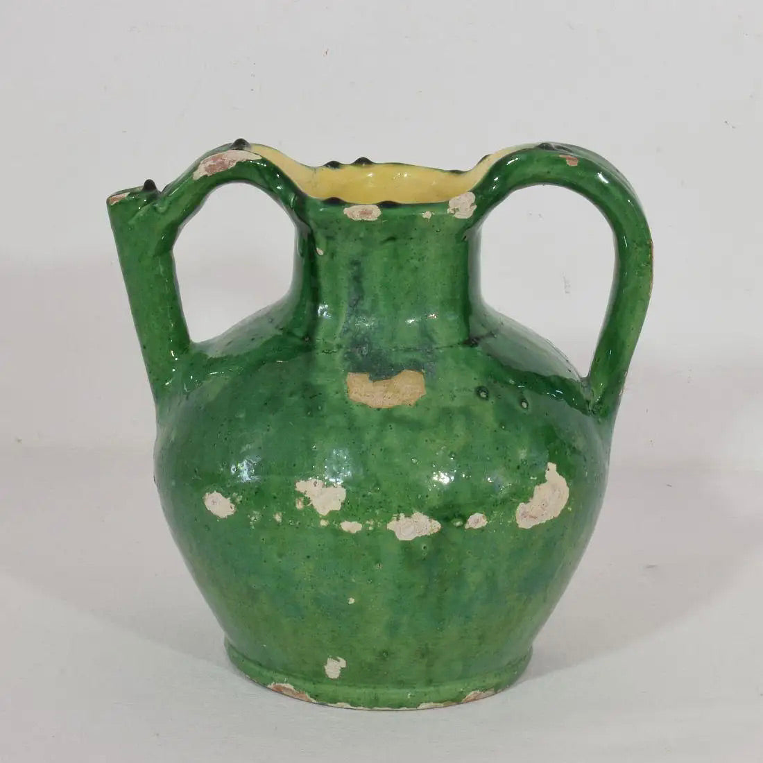Jarra Verde de Terracota Esmaltada | Cruche Francesa del Siglo XIX