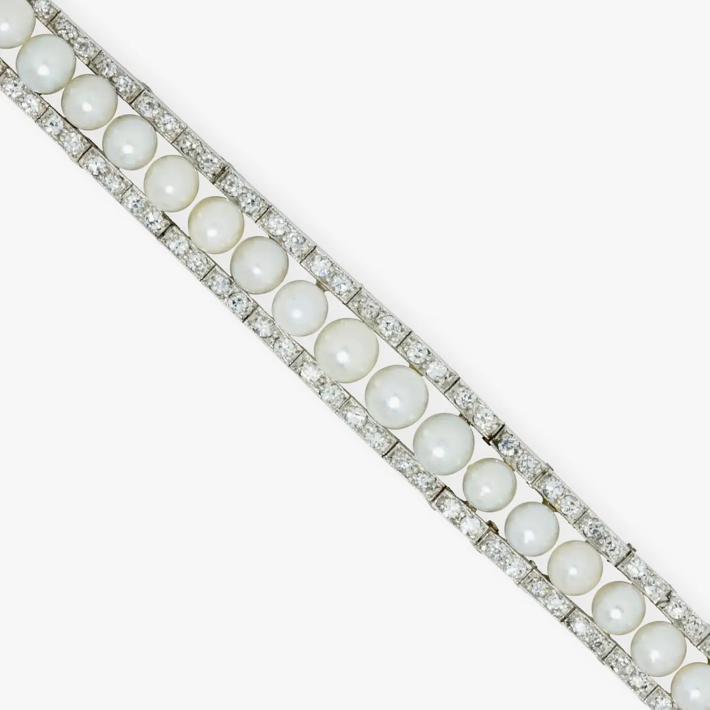 Pulsera Eduardiana de Diamantes y Perlas Naturales | Inglaterra, 1910