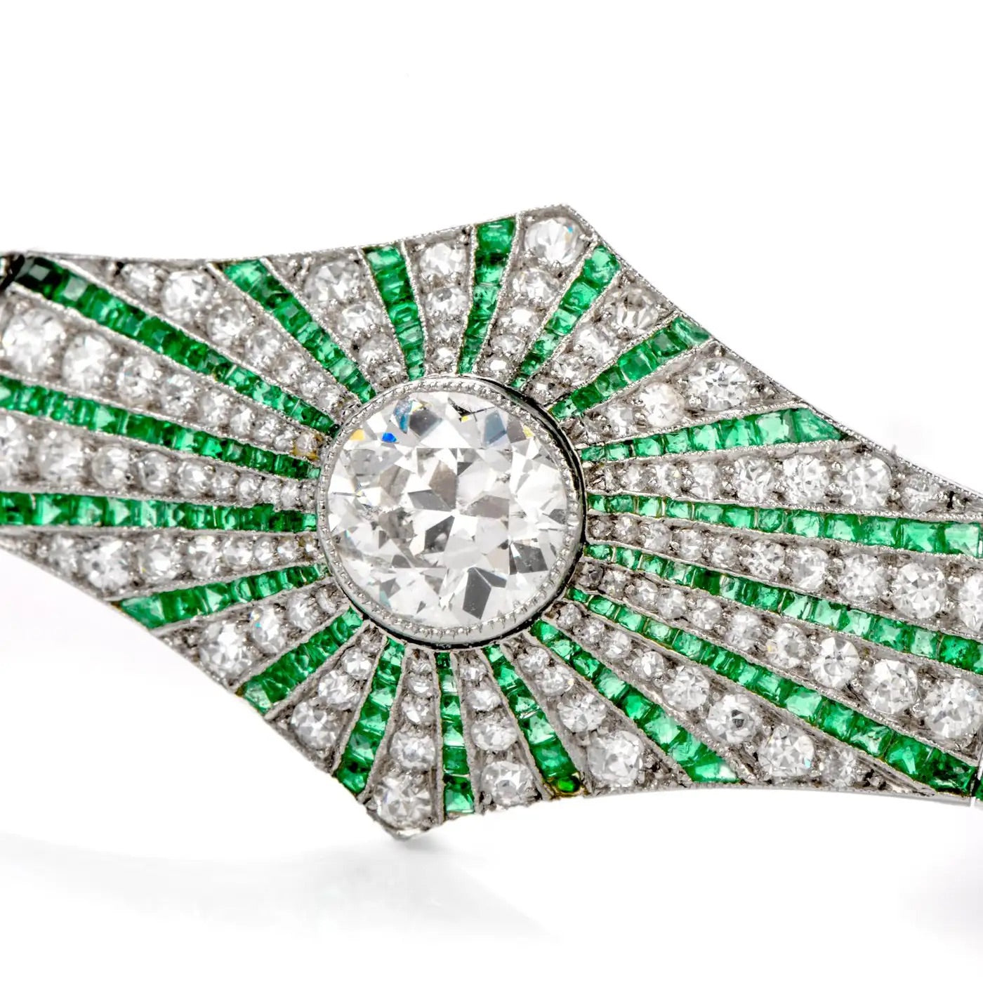 Pulsera Esmeralda Platino Starburst Art Deco Diamante