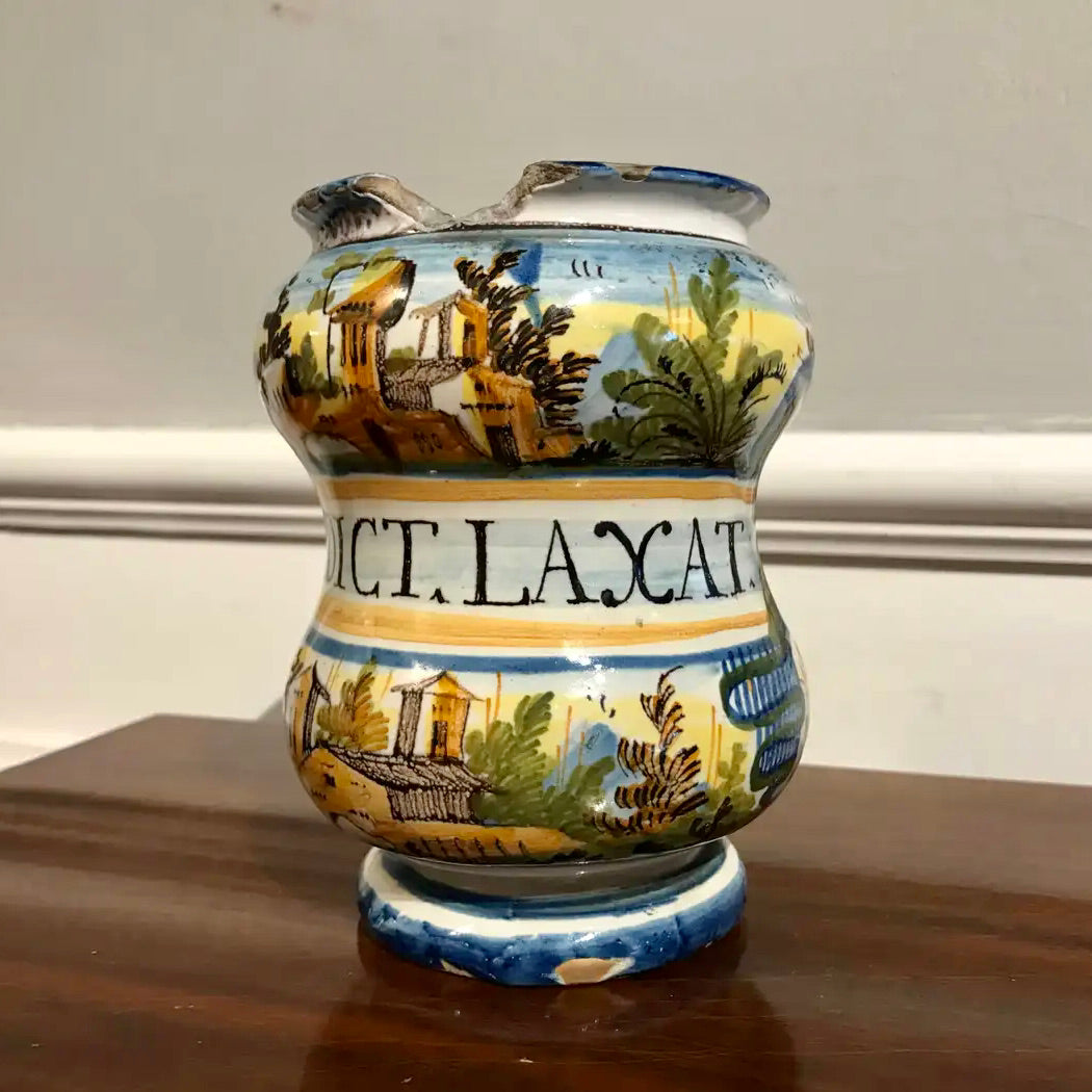 Tarro de Farmacia “Benedict Laxat” | Albarelo de Castelli del Siglo XVIII