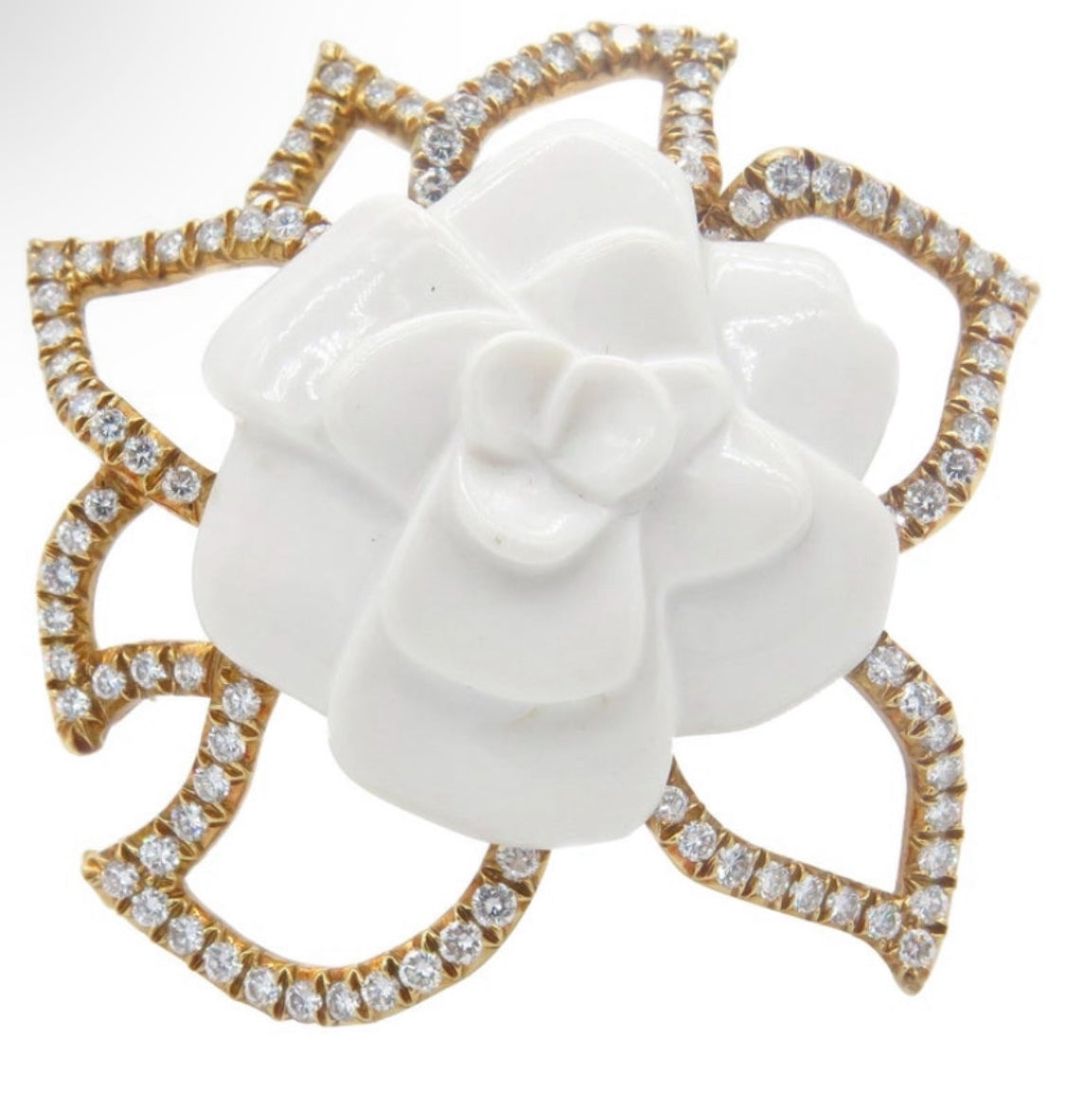 Chanel Camelia | Broche de Oro y Cerámica | Siglo XX