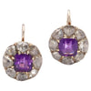Pendientes victorianos de amatista y diamantes talla rosa de 1890