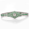 Pulsera Esmeralda Platino Starburst Art Deco Diamante