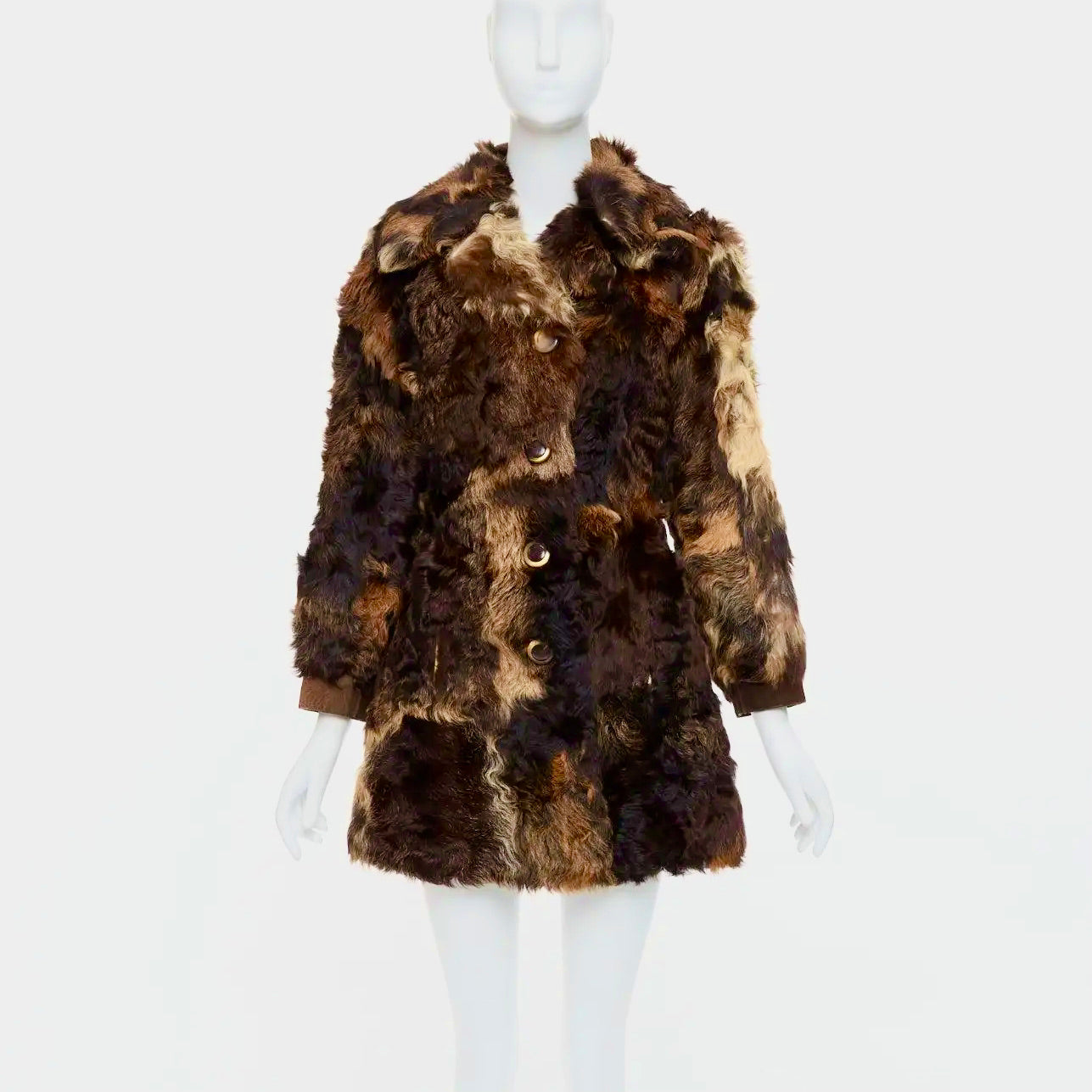 Abrigo de Piel Marrón Textura Mixta FRYLANE PARÍS Colección 2010