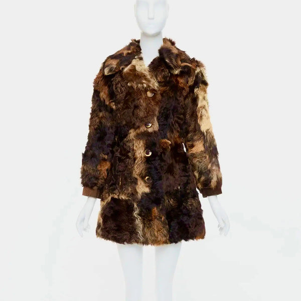 Abrigo de Piel Marrón Textura Mixta FRYLANE PARÍS Colección 2010