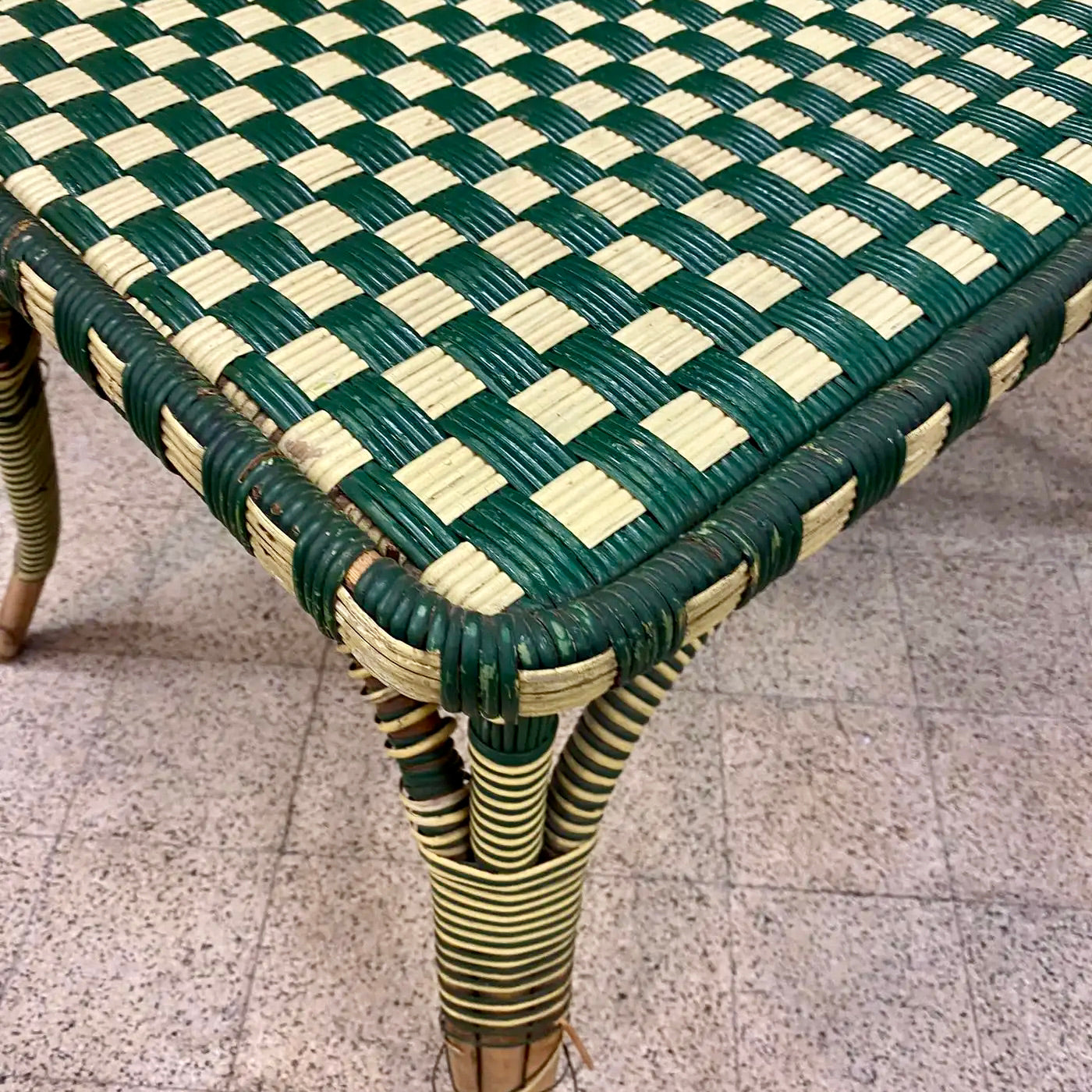 Mesa de Ratán Verde Art Deco | Francia, 1930