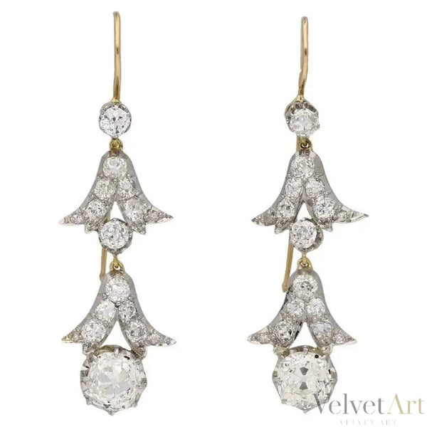 Pendientes Diamante Corte Cojín | Estilo Eduardiano, 1910