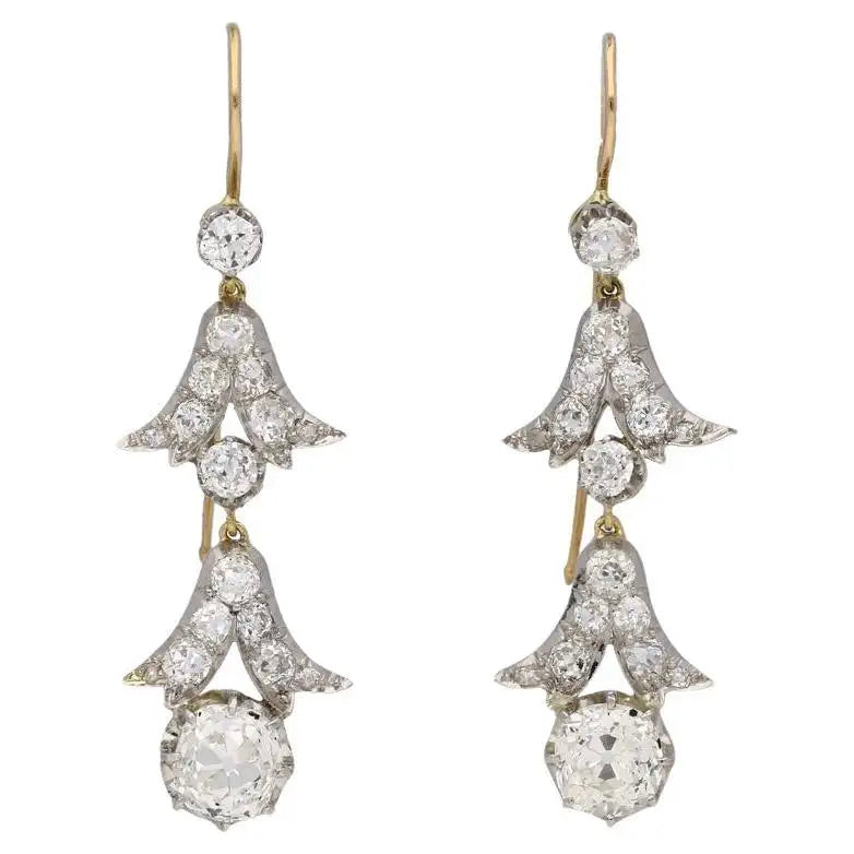 Pendientes Diamante Corte Cojín | Estilo Eduardiano, 1910