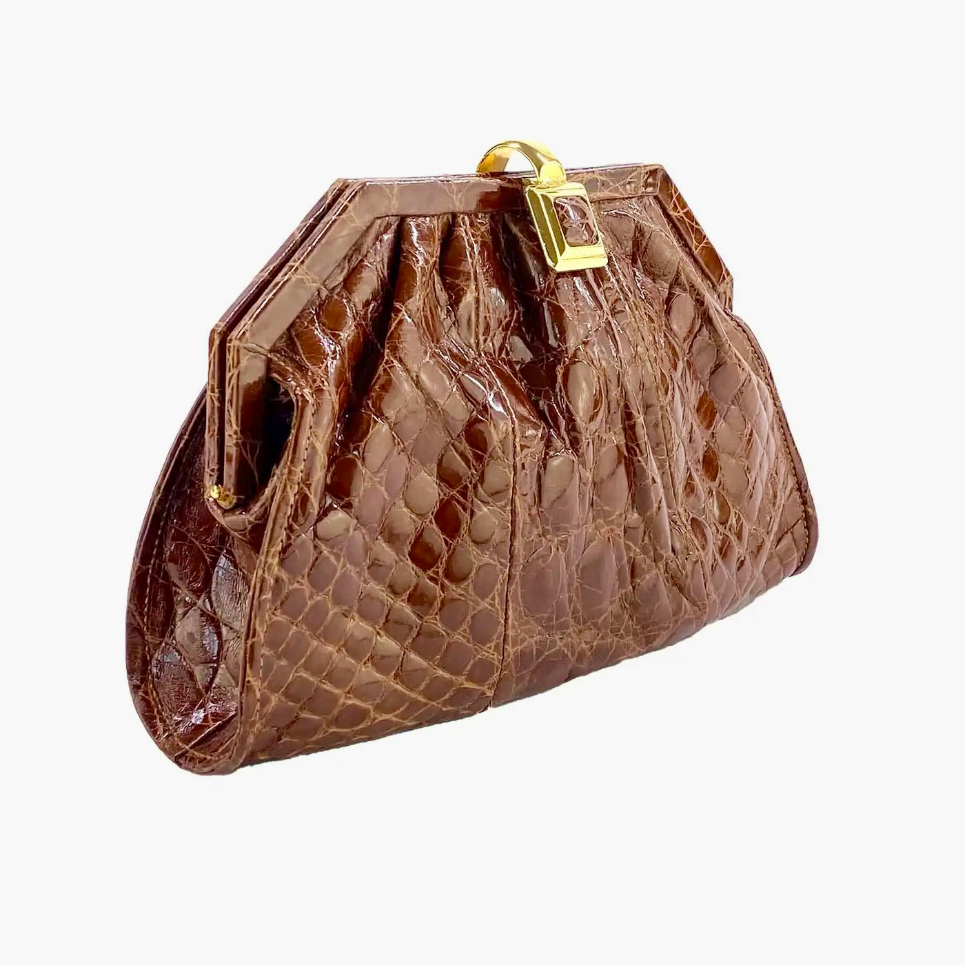 Bolso Bandolera Gucci de Cocodrilo Marrón de 1987
