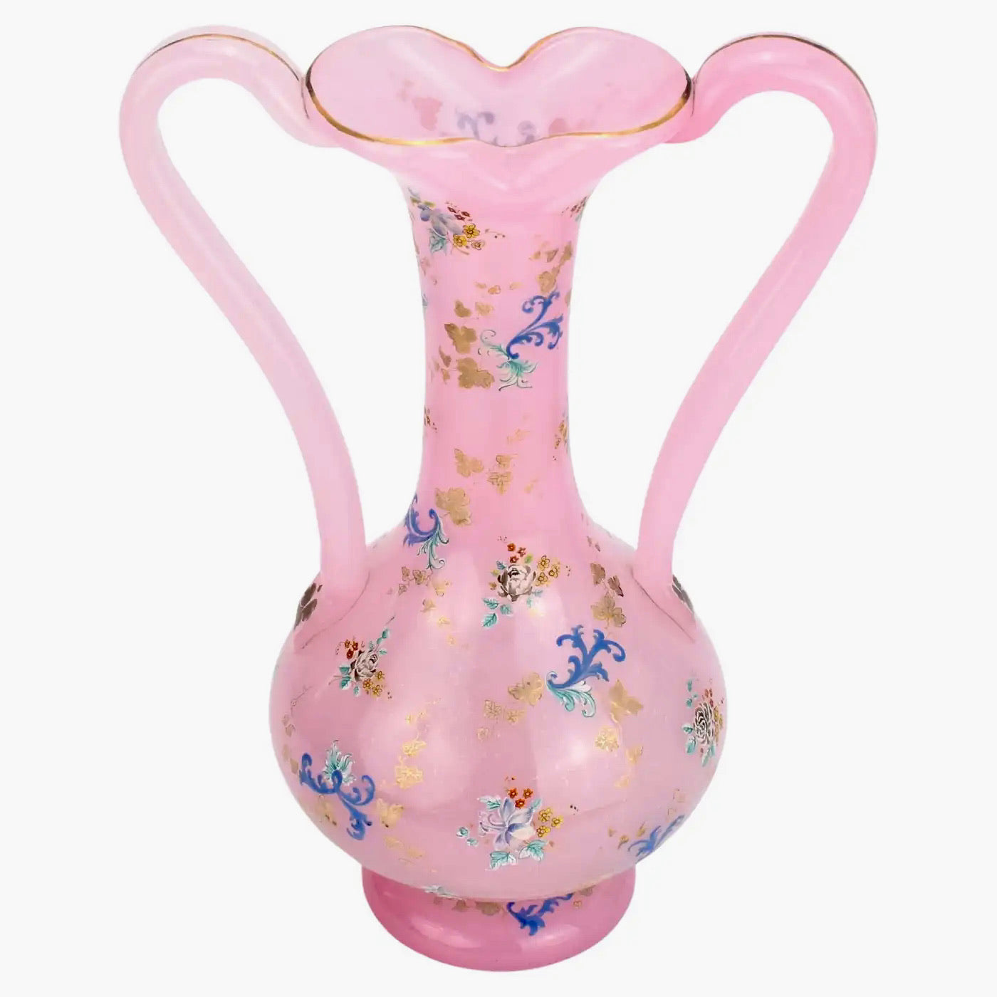Jarrón de Cristal de Moser Esmaltado de Ópalo Bohemio, 1860