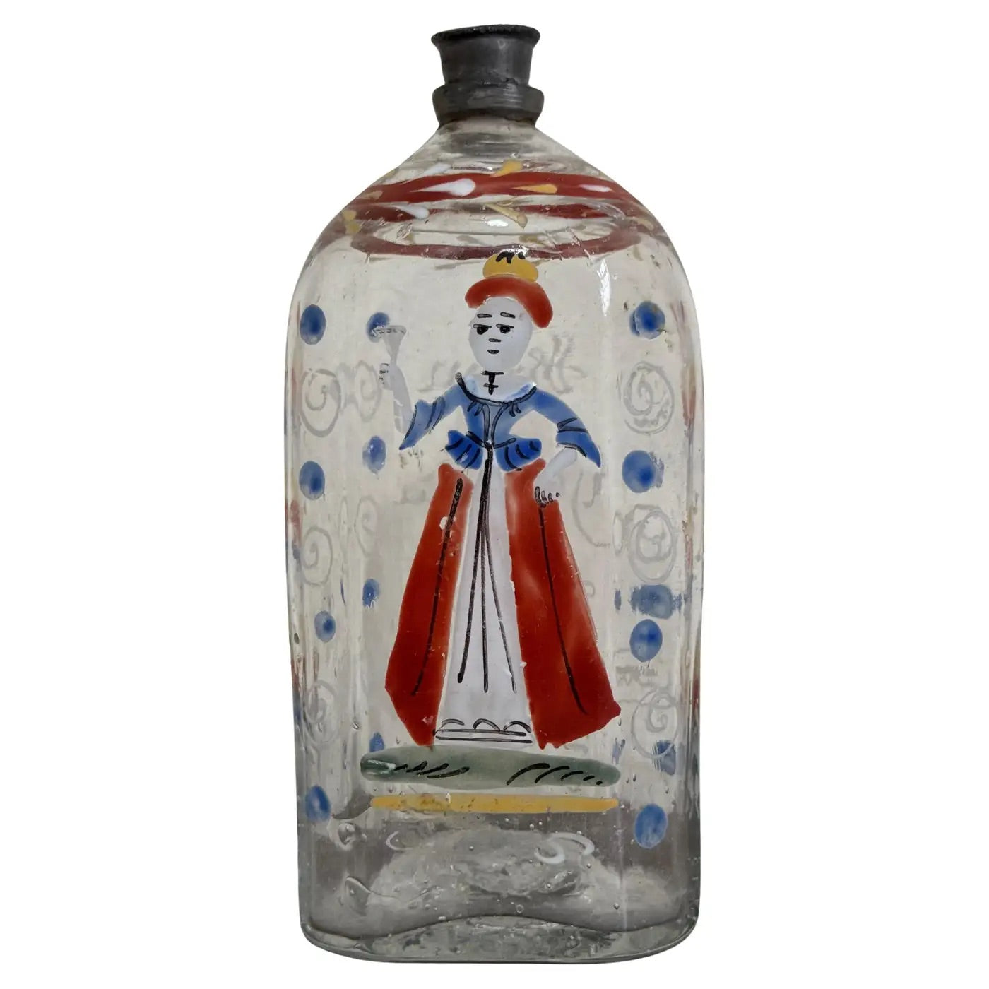 Botella Alemana de Vidrio Decorado | Siglo XVIII