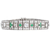 Pulsera Estilo Art Deco | Diamantes y Esmeraldas | Francia, 1920