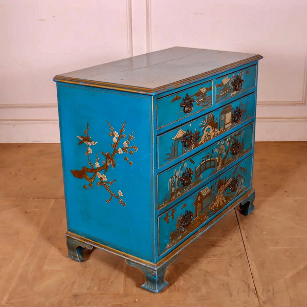 Cómoda Decorada en Chinoiserie Azul | Inglaterra, 1880