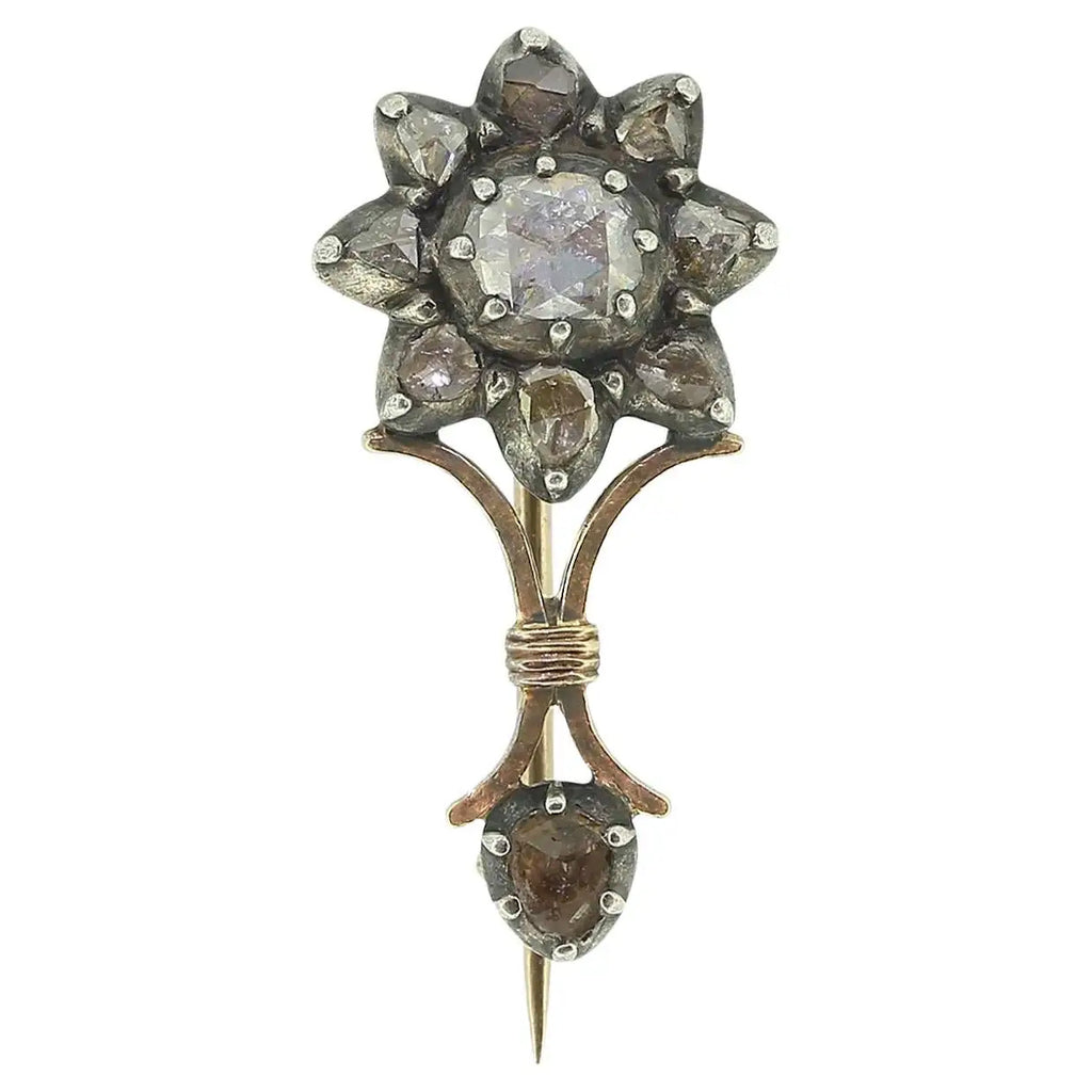 Broche Georgiano de Diamantes Talla Rosa | Siglo XVIII
