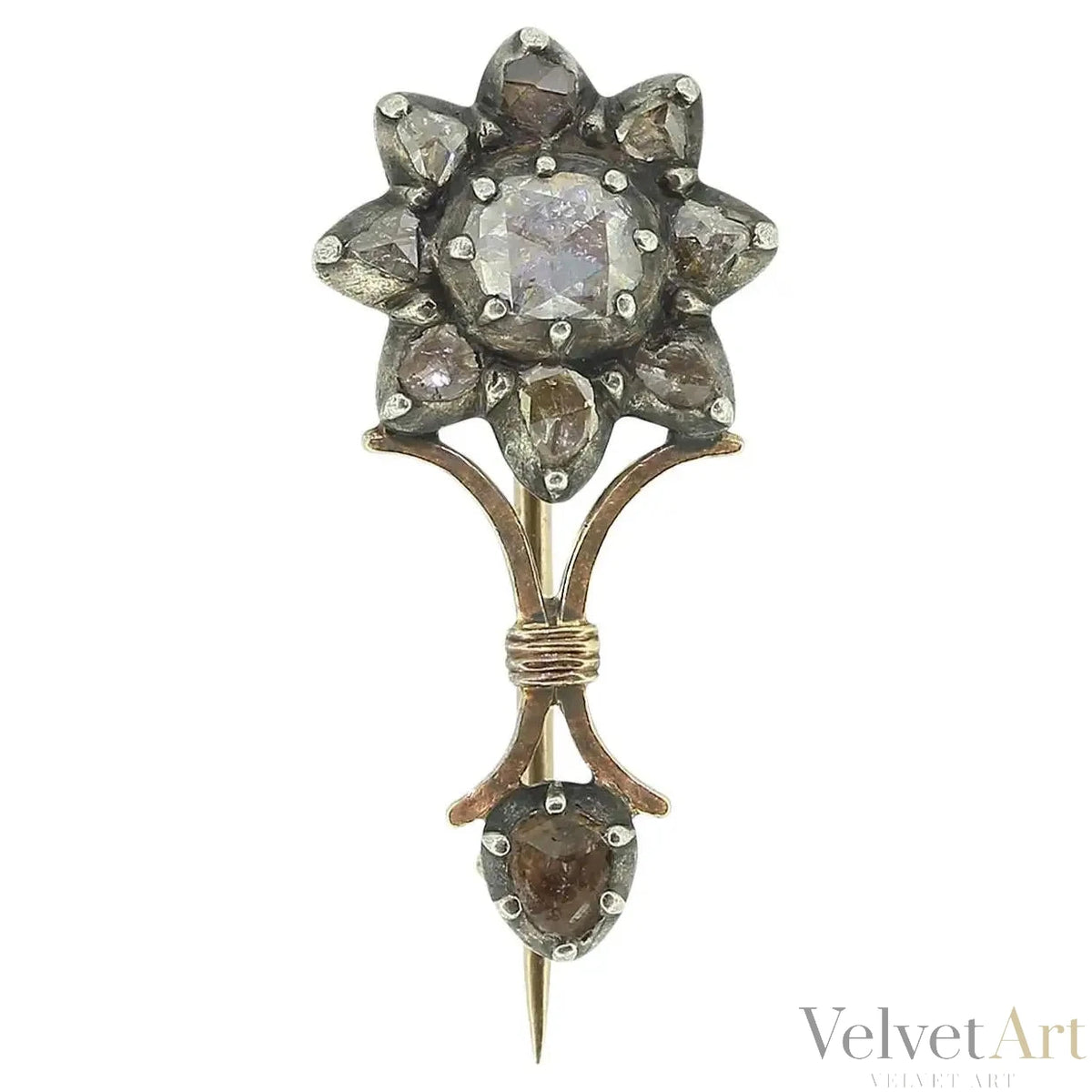 Broche Georgiano de Diamantes Talla Rosa | Siglo XVIII
