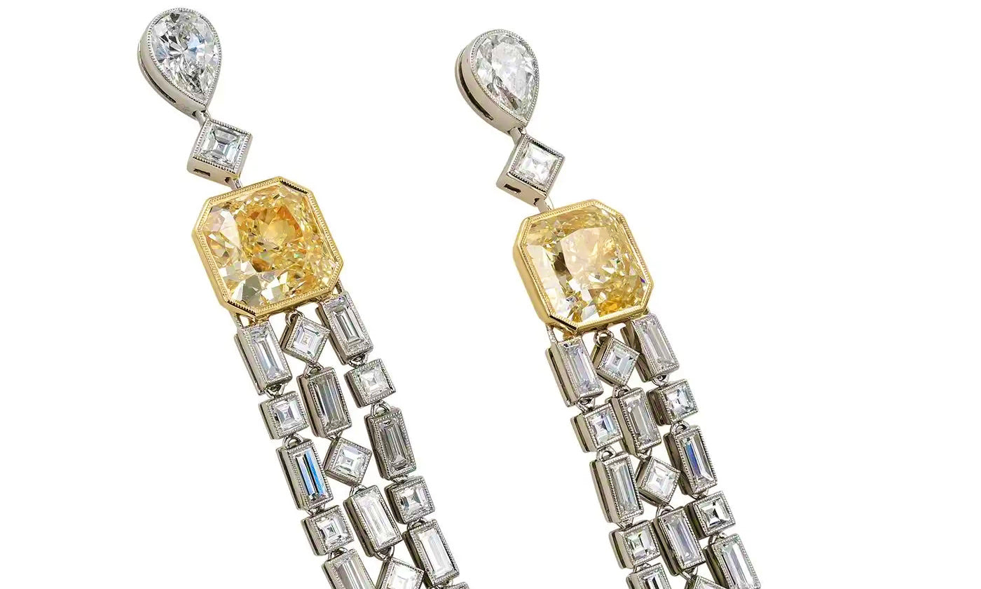 Pendientes de Diamantes Amarillos con Clip | Sophia D. | 2022