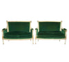 Sofás de Terciopelo Verde Estilo Luis XVI | Francia, 1890