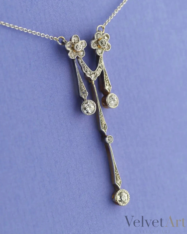 Colgante Doble Eduardiano de Diamantes, Oro y Platino | Reino Unido, 1910