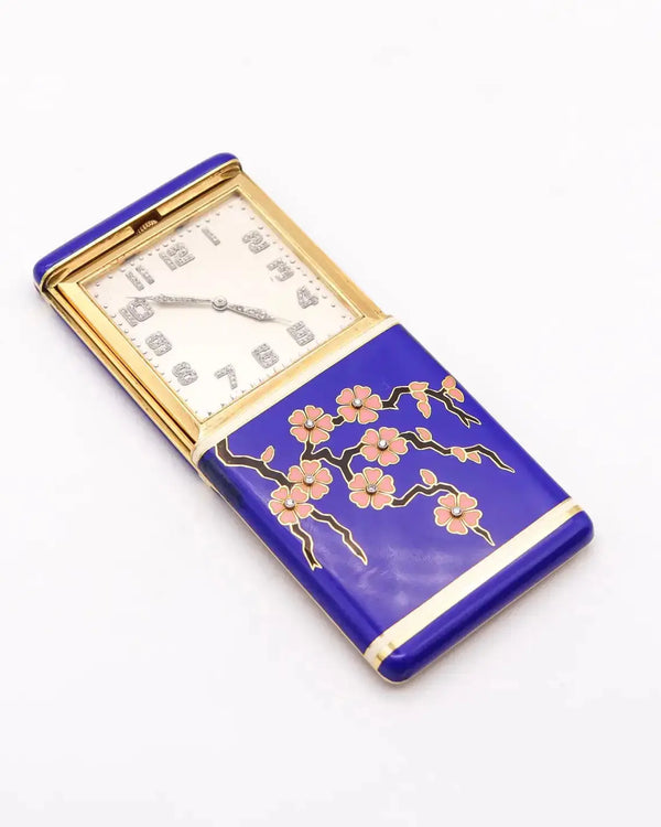 Reloj de Viaje Esmaltado | Cress Arrow Co. | Japonismo | Art Deco 1925