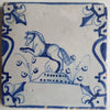 Azulejo Azul de Delft de 1640 | “Caballo”| Flor de Lis y Balaustres
