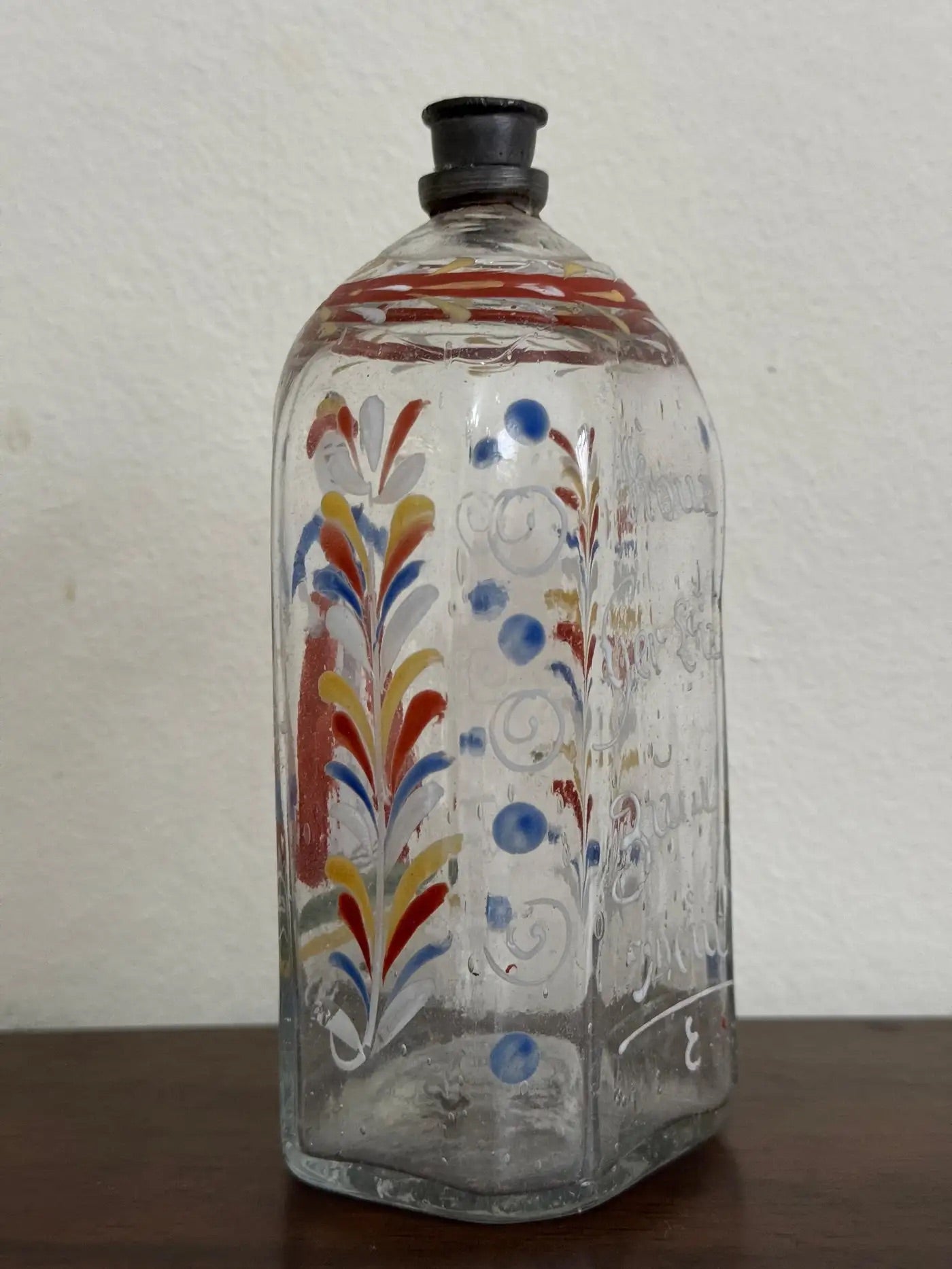 Botella Alemana de Vidrio Decorado | Siglo XVIII