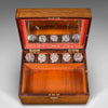 Caja de Tocador Inglesa en Palisandro con Espejo y Cristalería Original, 1850