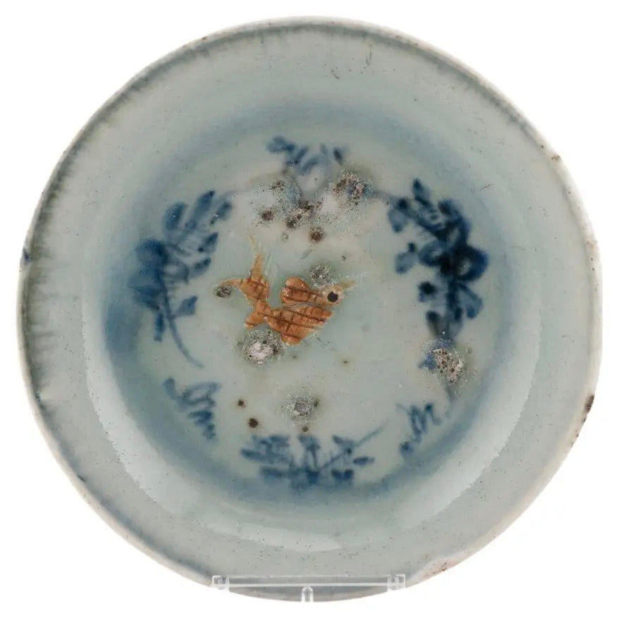 Plato de Porcelana China con Pez en Relieve | Dinastía Ming | 1500–1600