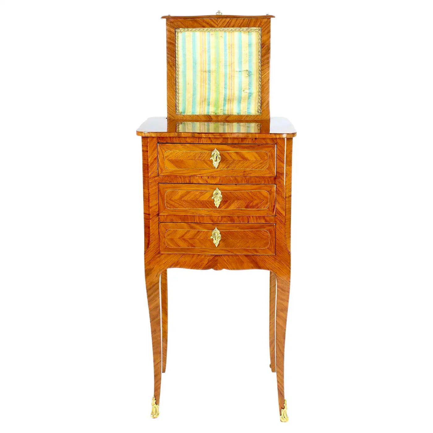 Mesa francesa  Luis XV "Table Chiffonière"con Marquetería y Biombo, 1765