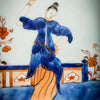 Plato Octogonal Azul y Policromo de Exportación China, 1800