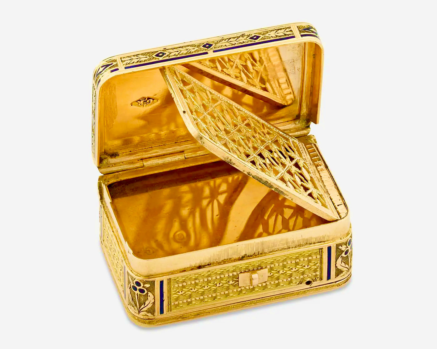 Vinagrera Musical Suiza de Oro | Esmalte Champlevé | Siglo XIX