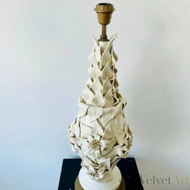 Pie de Lámpara de Manises Blanco | Cerámica Artesanal Valenciana