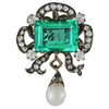 Colgante Victoriano Esmeralda Colombiana, Perla y Diamantes de 1880