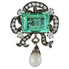 Colgante Victoriano Esmeralda Colombiana, Perla y Diamantes de 1880