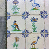 15 Azulejos Policromos Collaert de Delft con Pájaros y Flores, 1630