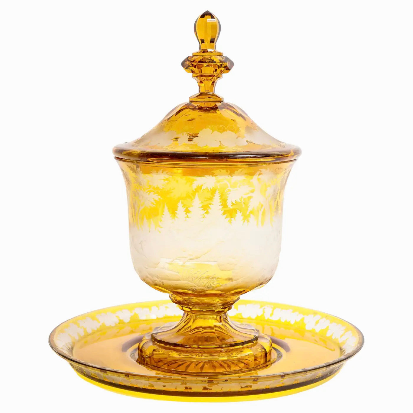 Cuenco de Ponche de Cristal Bohemio, Siglo XIX