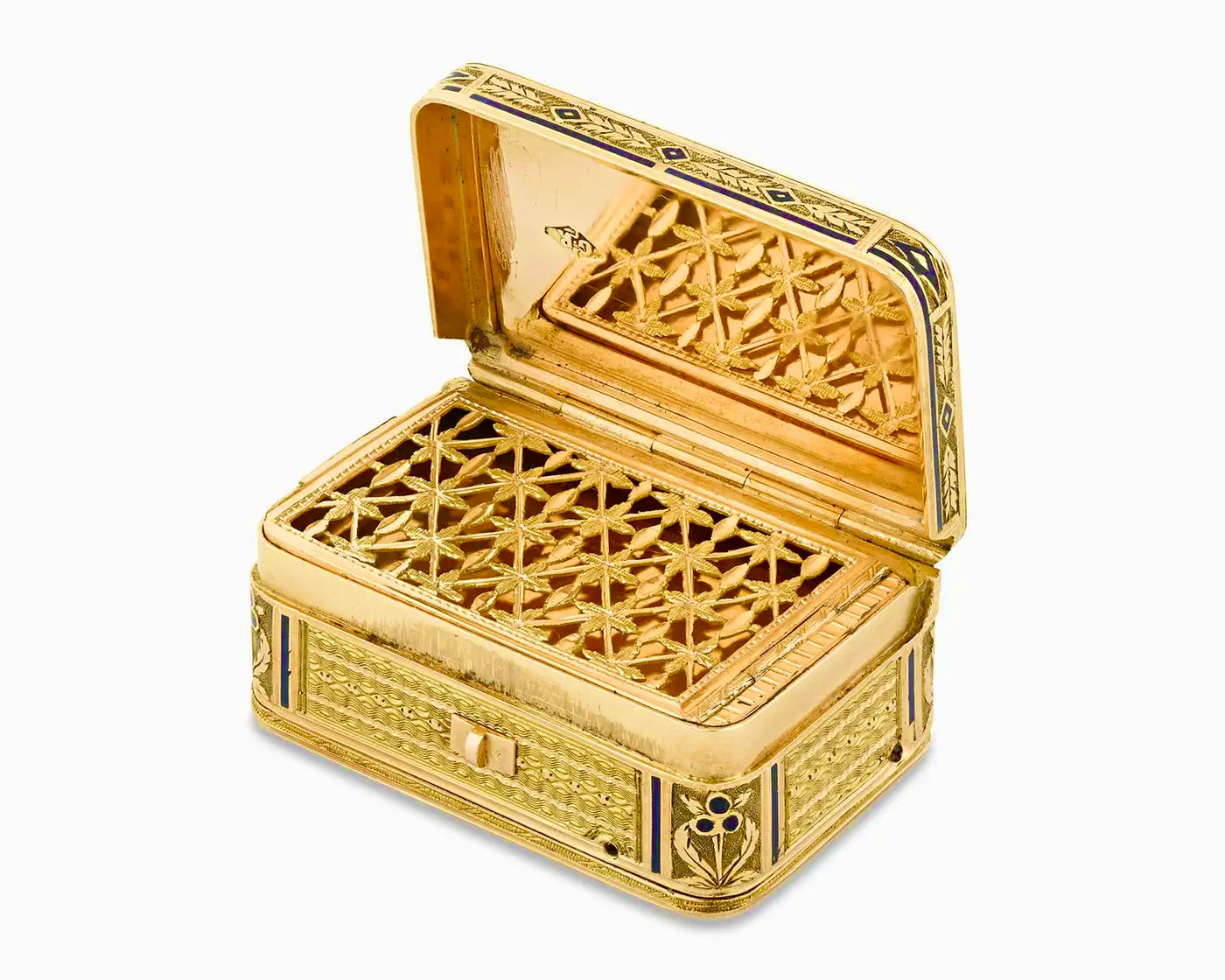 Vinagrera Musical Suiza de Oro | Esmalte Champlevé | Siglo XIX