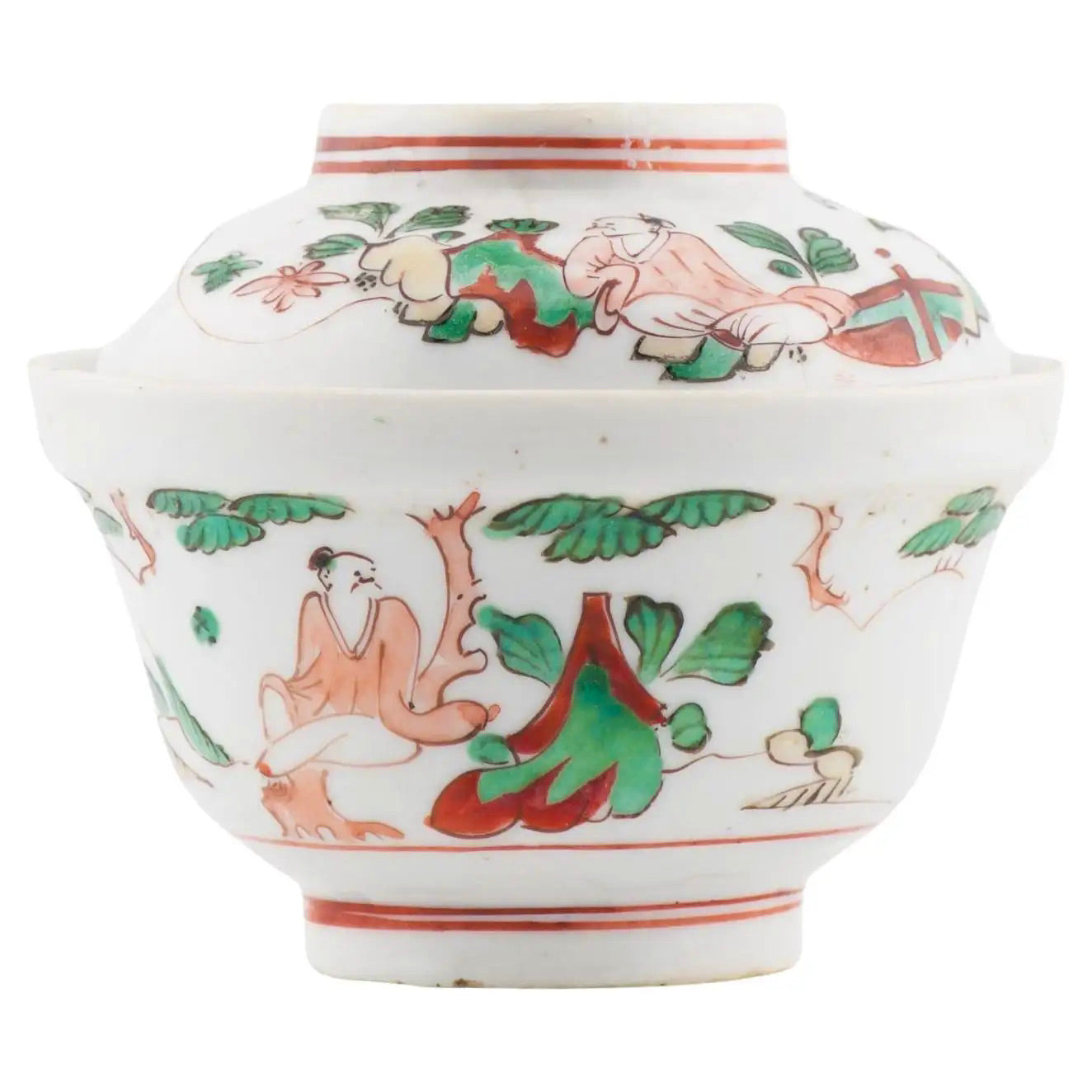 Cuenco Wucai | Ko-Akae con Tapa | Periodo Chongzhen | China, 1600