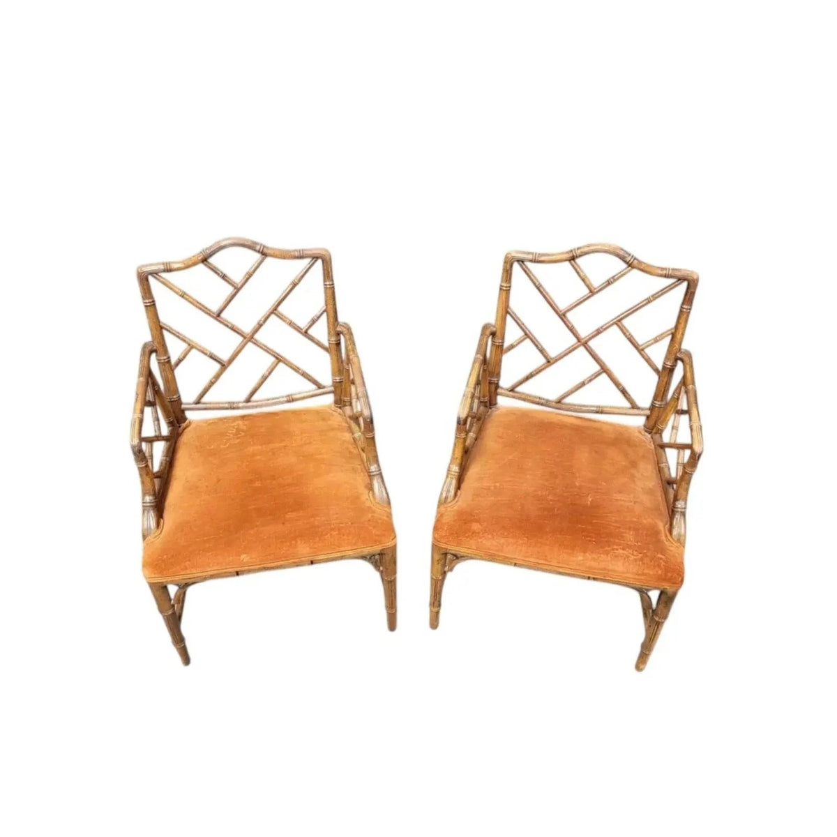 Sillones de Bambú y Terciopelo | Estilo Chippendale | Finales Siglo XX