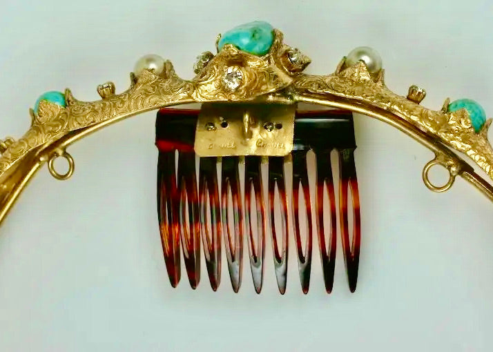 Chanel Diadema de Turquesas y Perlas de los Años 60
