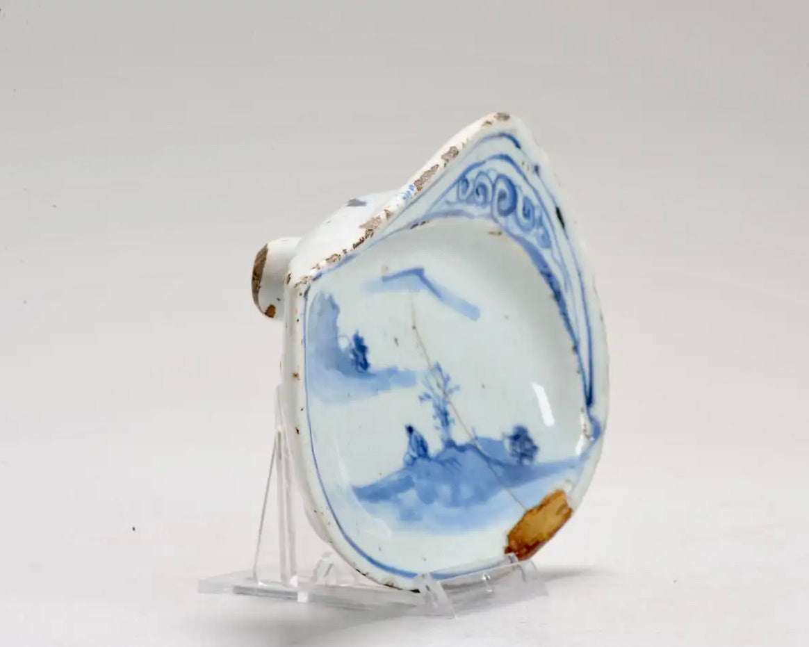 Plato Chino Kosometsuke de Porcelana Azul Bajo Vidriado | Literato en Paisaje | Periodo Ming, Siglo XVII