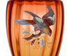 Jarrón de Moser con Pájaro Dorado y Esmaltado