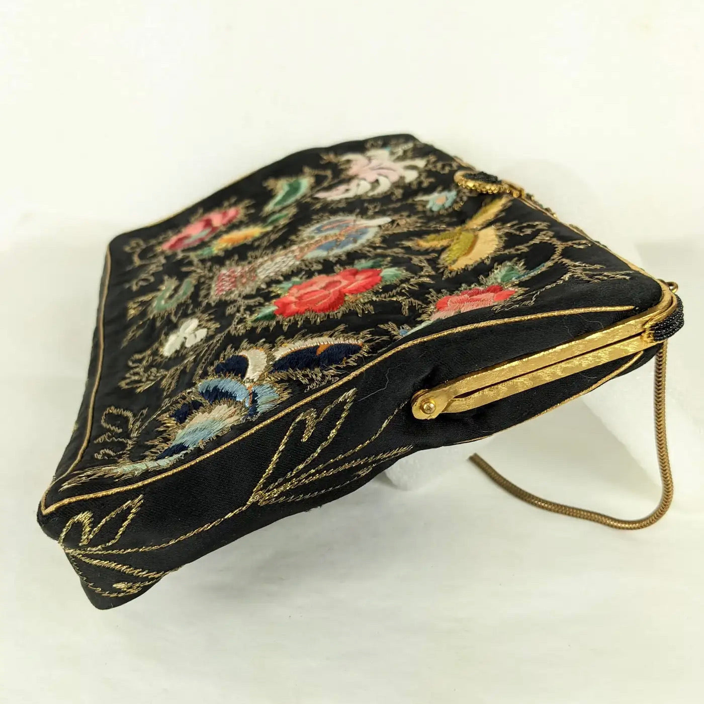 Bolso de Noche Bordado en Satén de Seda de 1950