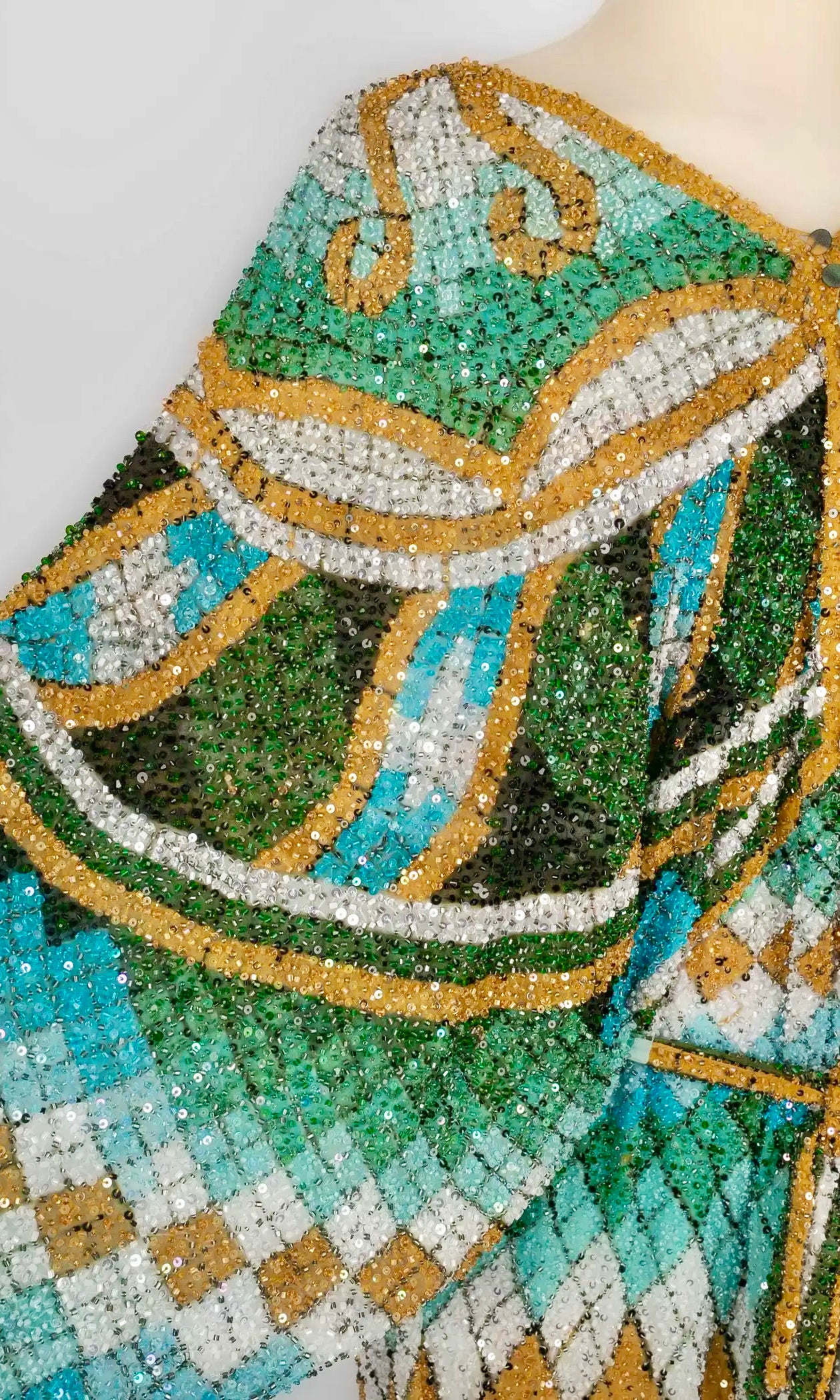 Roberto Cavalli Vestido Largo Bordado con Perlas y Lentejuelas de 2010