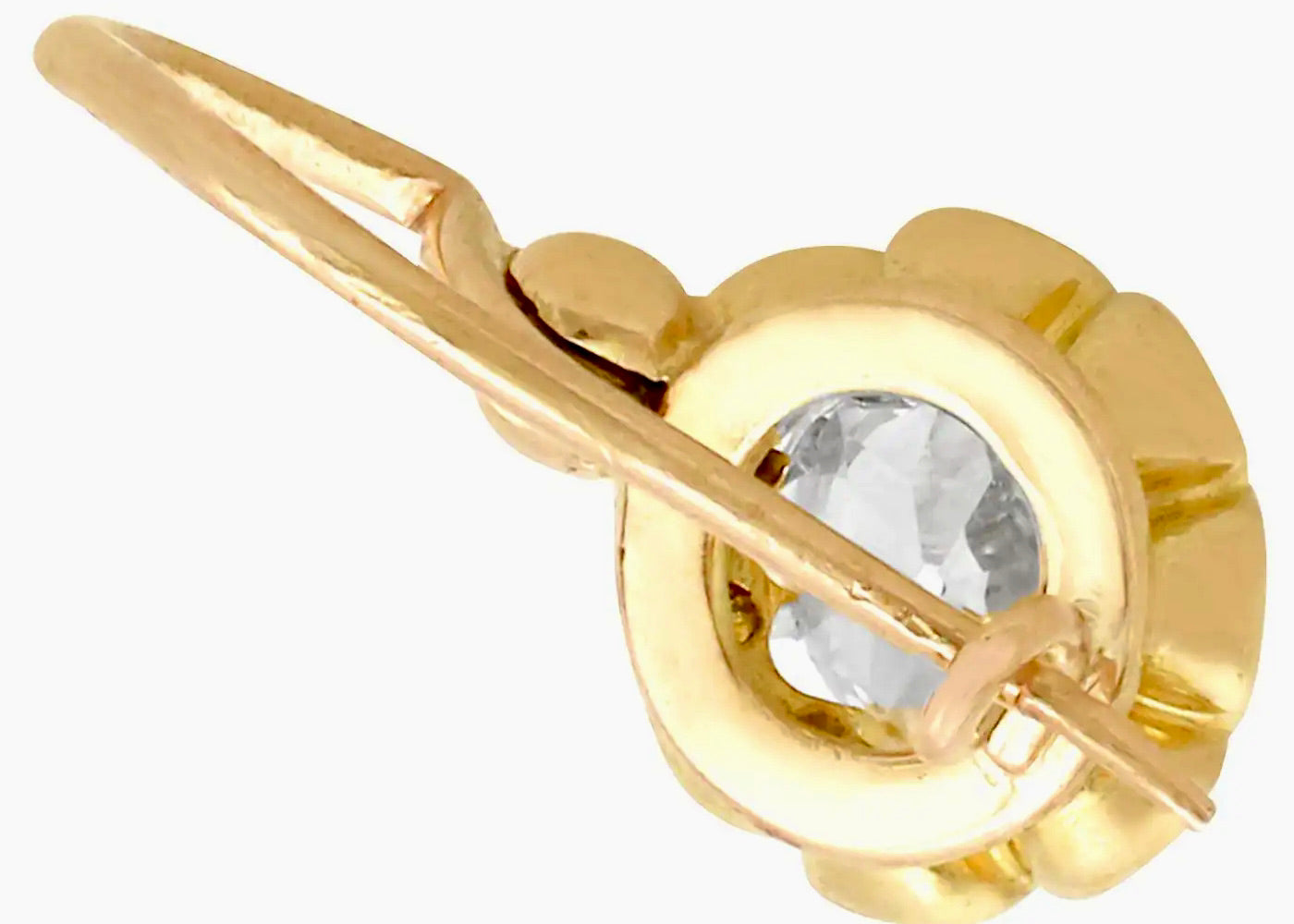 Pendientes de Gota de Oro Amarillo y Diamantes de 1910