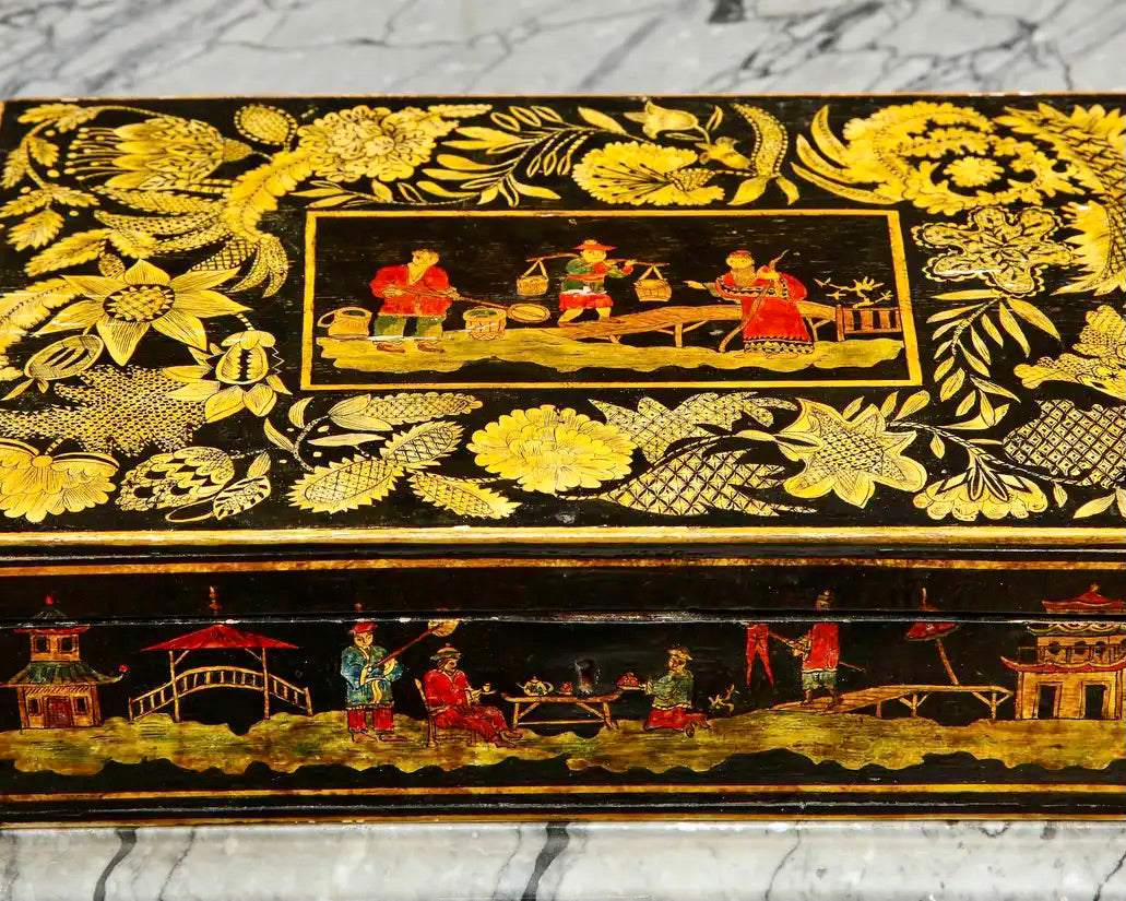 Caja para Plumas | Decoración Chinoiserie | Estilo Regencia | Inglaterra, 1820