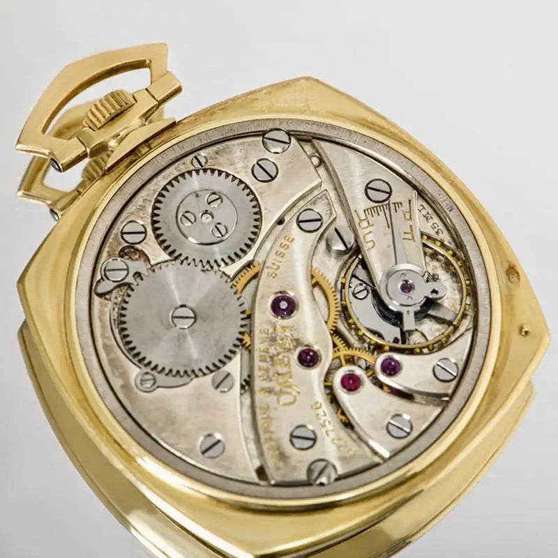 Raro Omega de Bolsillo | Oro Amarillo con Doble Esfera | Suiza, 1980